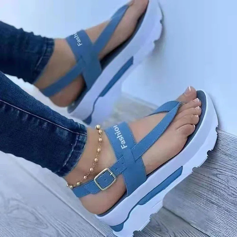 Summer Cross-border Foreign Trade Large Size Wedge Heel Thong Strap Sandals For Women Southeast Asia New Outer Wear Roman S