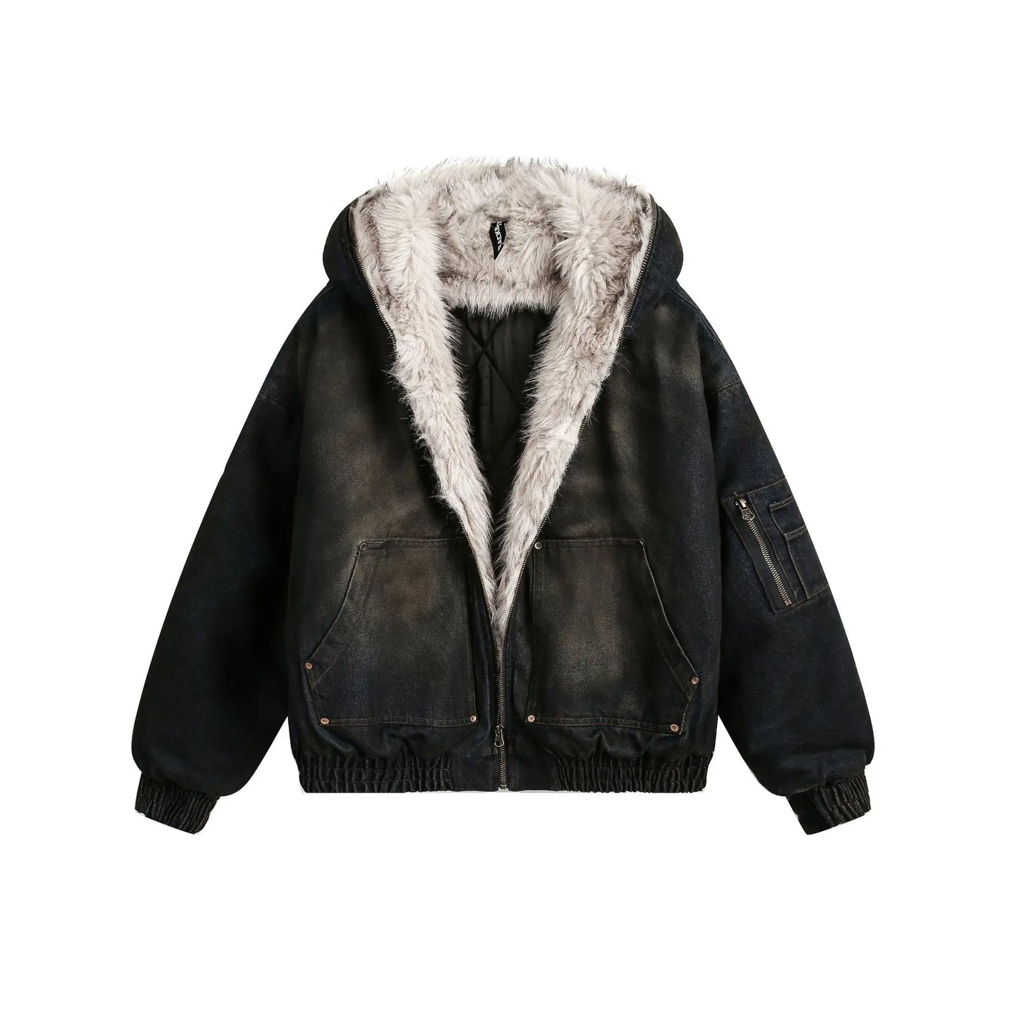 2025 Winter New American Washed Hooded Cotton Jacket Men Casual Thick Warm Coat Vintage Streetwear Parka