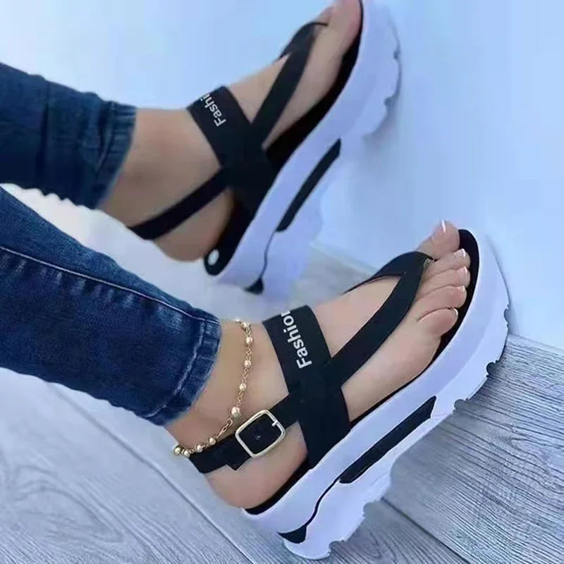 Summer Cross-border Foreign Trade Large Size Wedge Heel Thong Strap Sandals For Women Southeast Asia New Outer Wear Roman S
