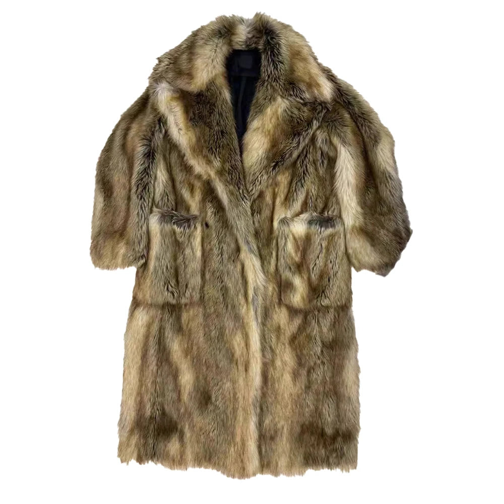Mauroicardi Autumn Winter Oversized Colorful Thick Warm Faux Fur Coat Men Luxury Fluffy Overcoat Runway European Fashion 2025