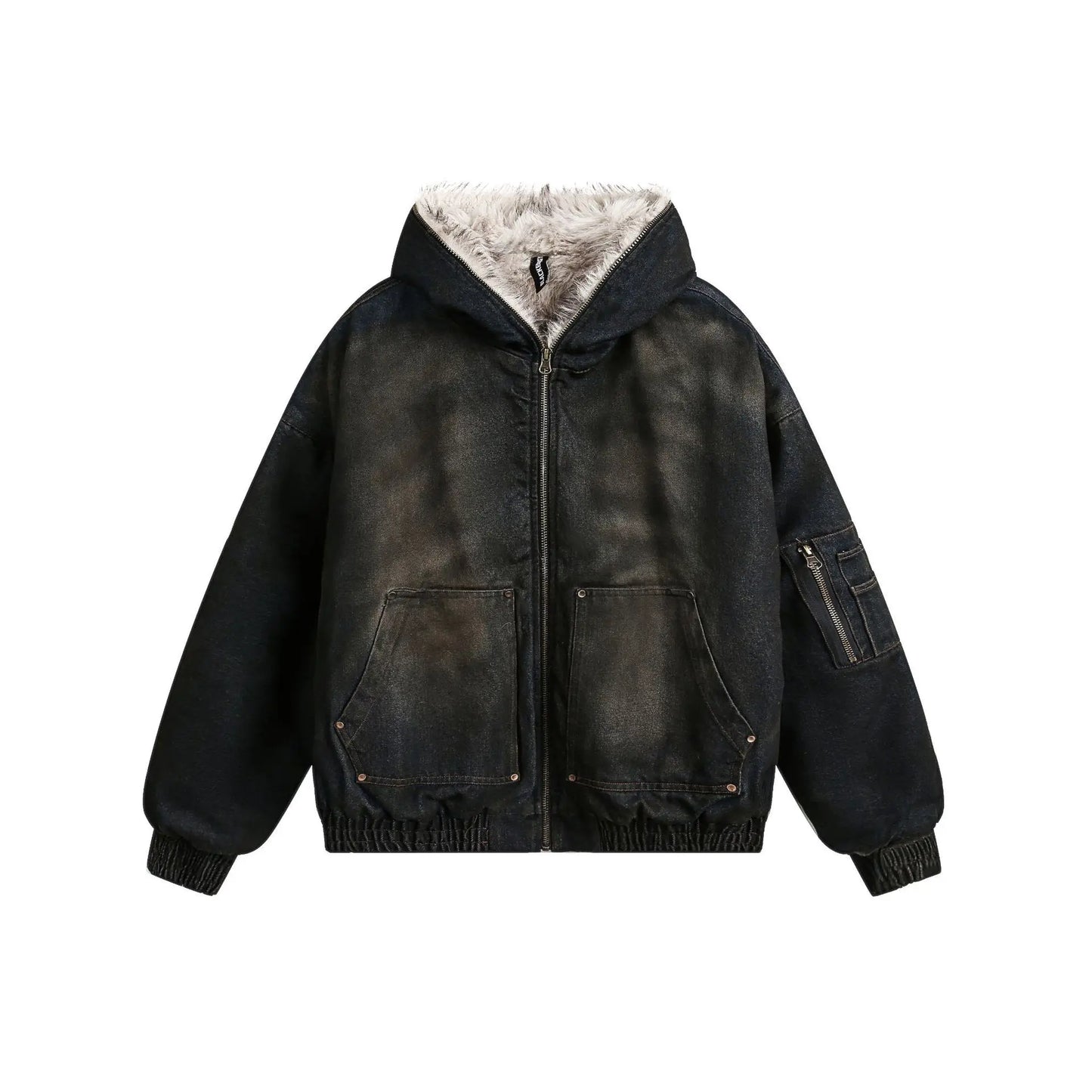 2025 Winter New American Washed Hooded Cotton Jacket Men Casual Thick Warm Coat Vintage Streetwear Parka