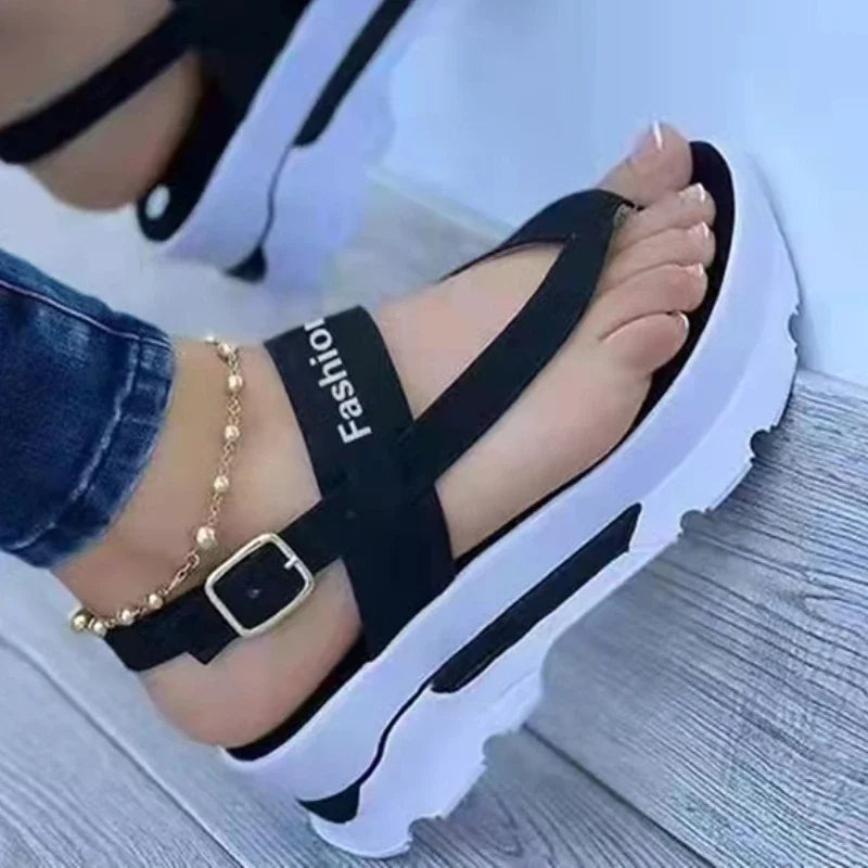 Summer Cross-border Foreign Trade Large Size Wedge Heel Thong Strap Sandals For Women Southeast Asia New Outer Wear Roman S