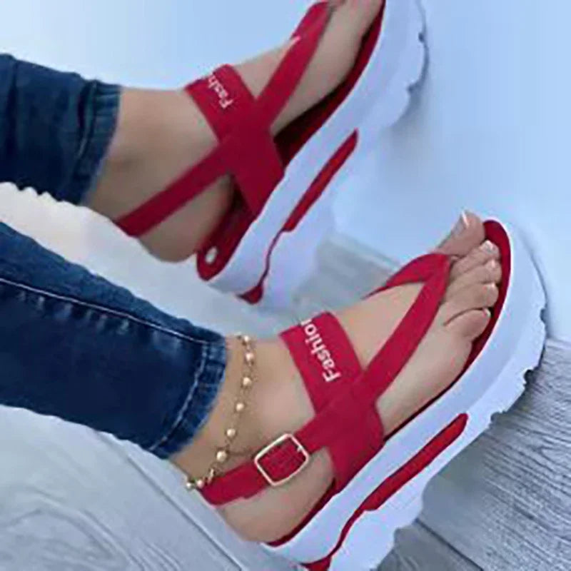 Summer Cross-border Foreign Trade Large Size Wedge Heel Thong Strap Sandals For Women Southeast Asia New Outer Wear Roman S