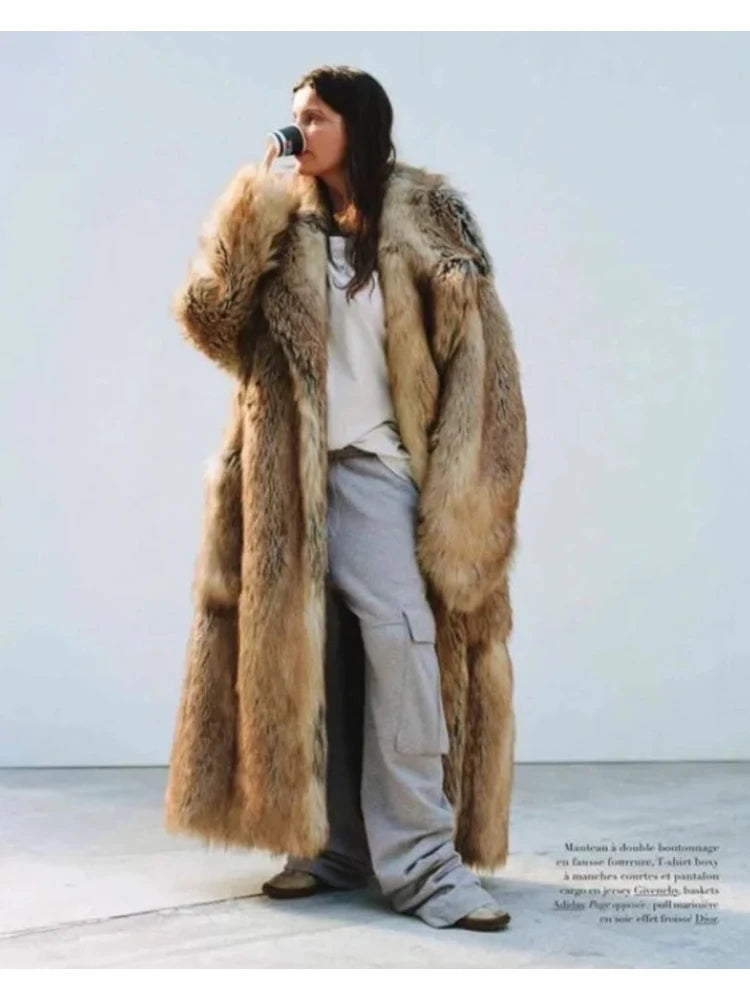 Mauroicardi Autumn Winter Oversized Colorful Thick Warm Faux Fur Coat Men Luxury Fluffy Overcoat Runway European Fashion 2025