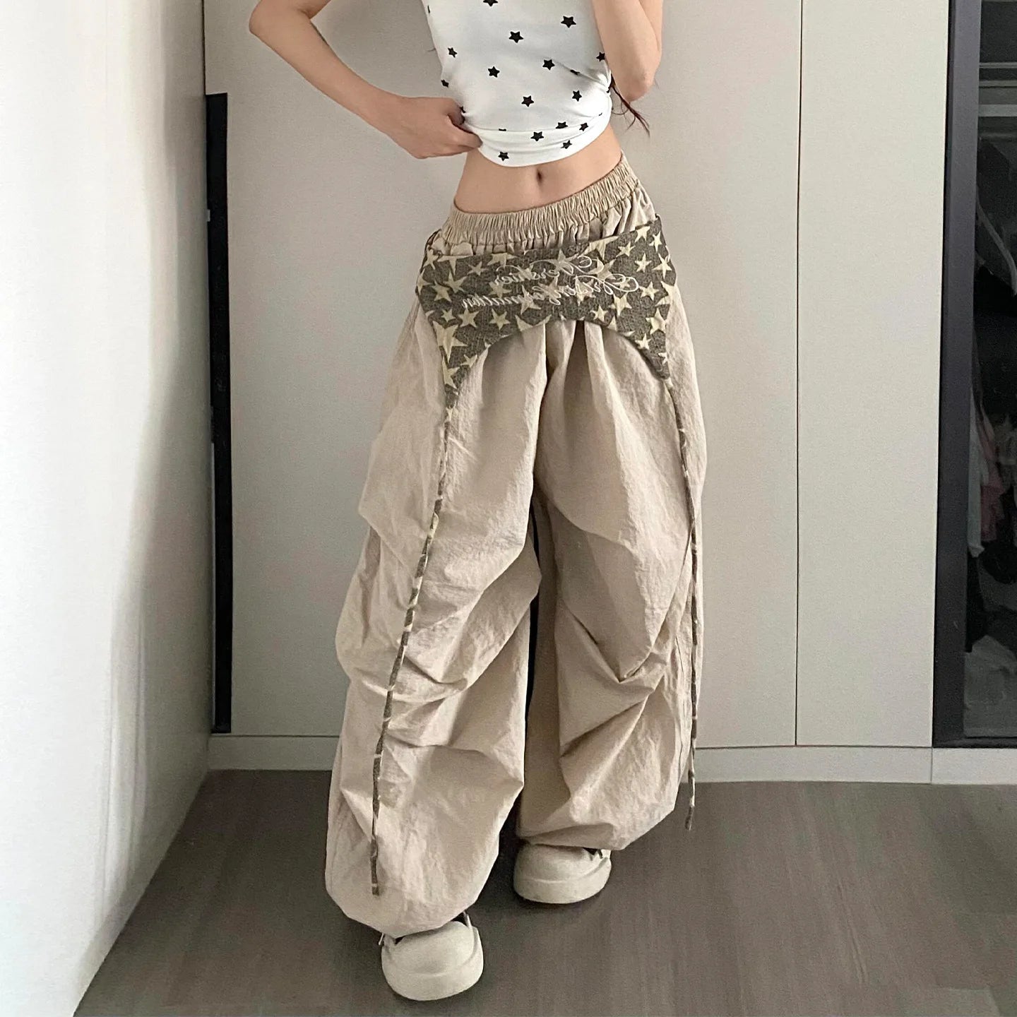 Designer Layering Cargo Pants Women Summer Lightweight Quick-Dry Jazz Dance Trousers Baggy Paratrooper Streetwear Wide Leg Pants
