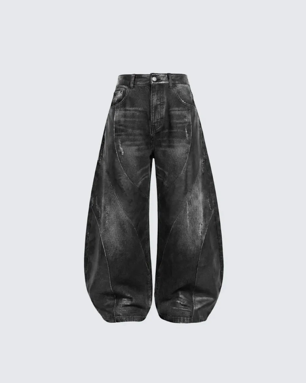 PFNW Street Style Distressed Patchwork Curved Jeans Men's Fashionable Loose Wide Leg Pants 2026 Summer New 28L3113