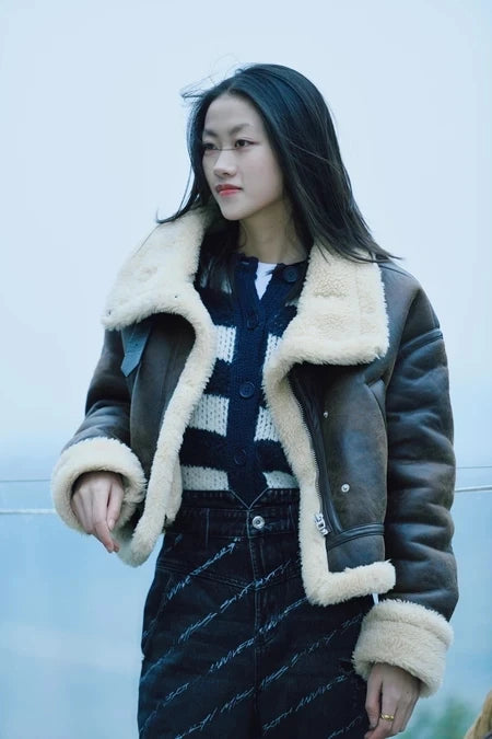 2025 New Autumn Winter Women Faux Lamb Fur Short Jacket Vintage Female Moto Biker Zipper Thick Warm Coat Fleece Outwear
