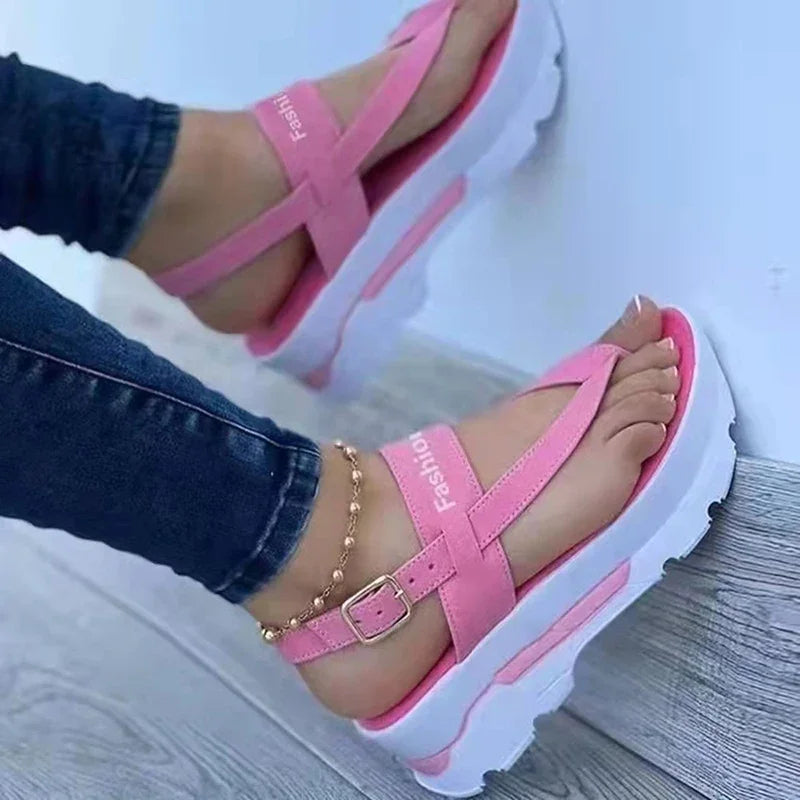 Summer Cross-border Foreign Trade Large Size Wedge Heel Thong Strap Sandals For Women Southeast Asia New Outer Wear Roman S