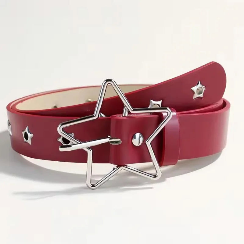 Designer Belts for Women High Quality Luxury Palm Punk Harajuku Star Eyelet Y2K Girls Jeans Belt Female Black Waistband Strass