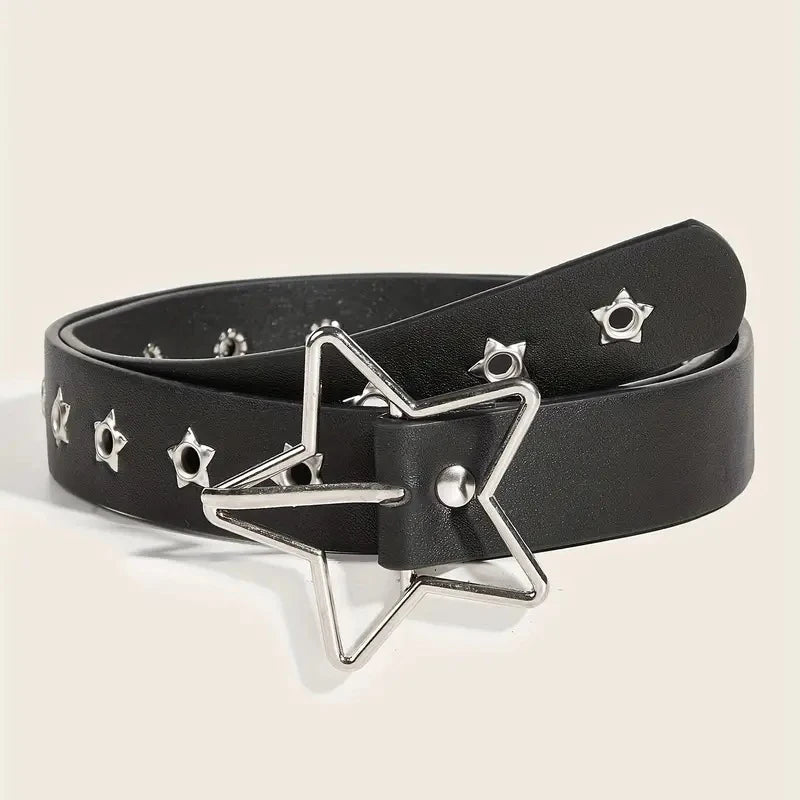 Designer Belts for Women High Quality Luxury Palm Punk Harajuku Star Eyelet Y2K Girls Jeans Belt Female Black Waistband Strass